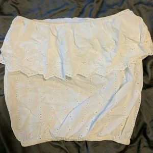 Black Poppy White Eyelet Tube Top